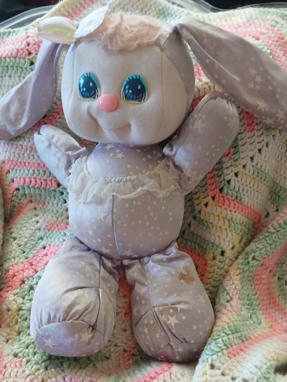 Vintage Lavender  Mattel Mib Pj Sparkles Plush Starry Bunny Stuffed Animal -